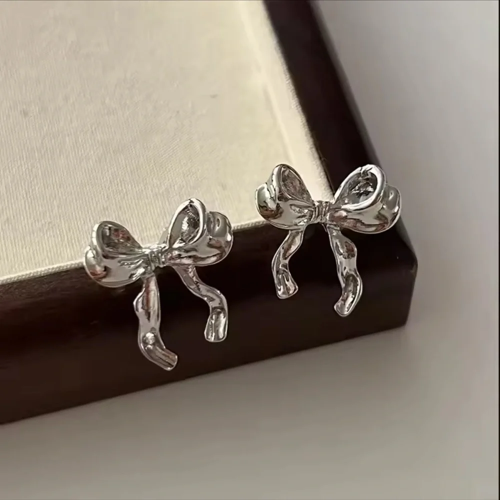 Elegant Silver Bow Earrings